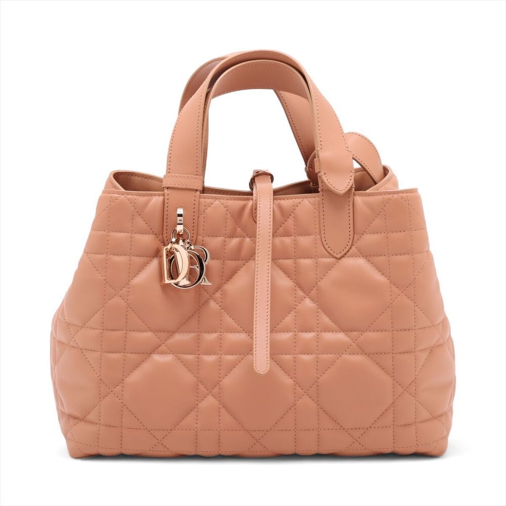 Dior Christian Handbag Tan Leather Cannage Mitza Toujours Beige - Picture 2 of 8